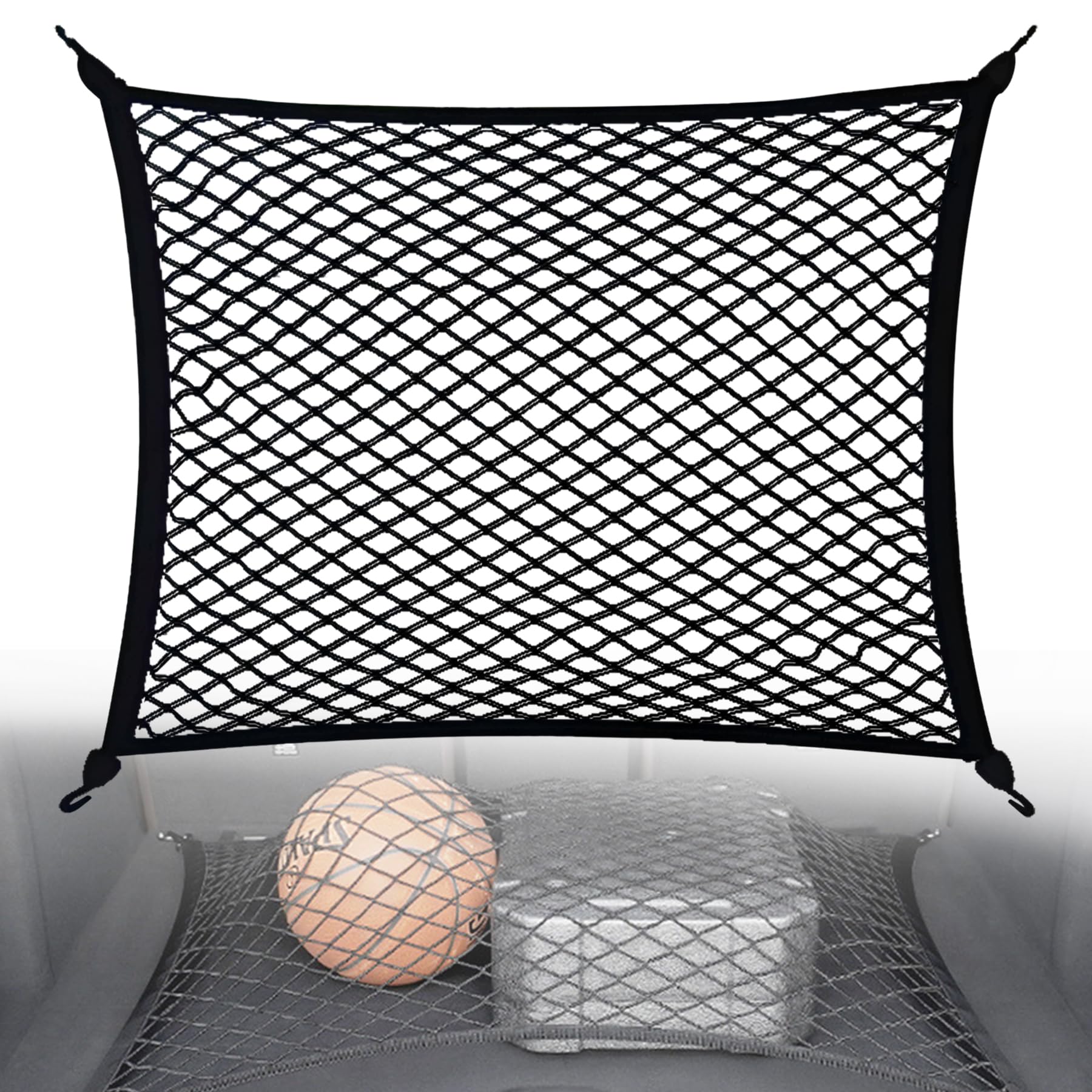 

DCGLA Car Luggage Trunk Cargo Cargo PP 60cm x Secures Storage Prevents Cargo from Includes Storage Bag and Auxiliary Hooks Net, Dual-Layer Net, Net, чёрный