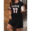 Plus Size Women's Summer Music Festival Pattern Sporty Casual Letter Print Fashionable 07 Printed Jersey Tenniscore Dress