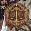 Metal Tin Sign Lady Justice Wall Art Round Law Office Decor Lawyer Gift