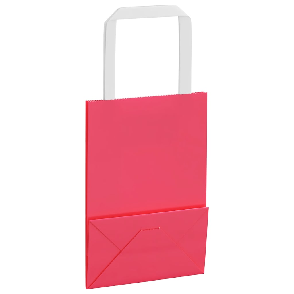 Paper Shopping Bags 250 Pcs with Handles Pink 15 X 8 X 21 Cm