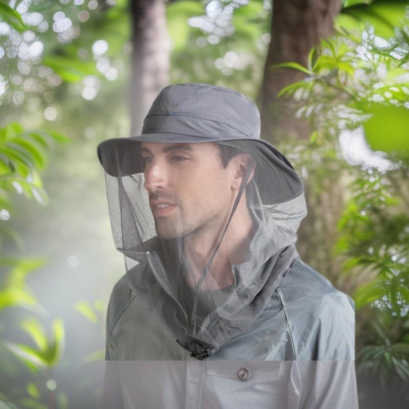 Wide Brim Sun Hat With Mesh Face Cover Fishing Hiking Outdoor UV Protection Breathable Foldable Nylon Cap