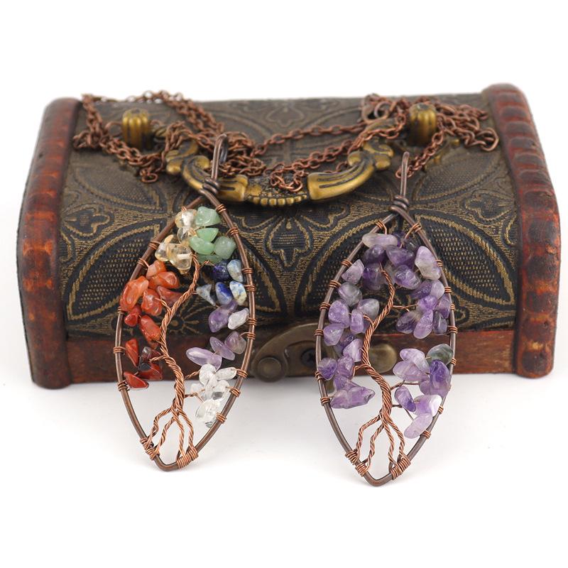 Temu Valence Handcrafted Tree of Life Leaf Necklace N03