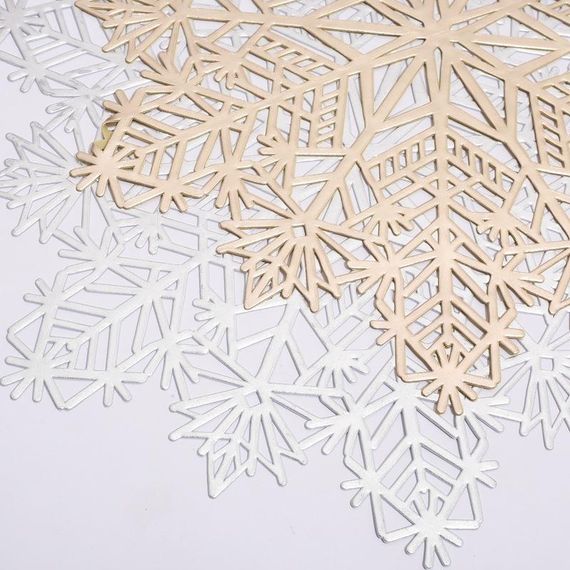 15"Hot Stamping PVC Mat Snowflake Table Mats Christmas Decorate Western Restaurant Japanese Coaster Individual Table Placemats
