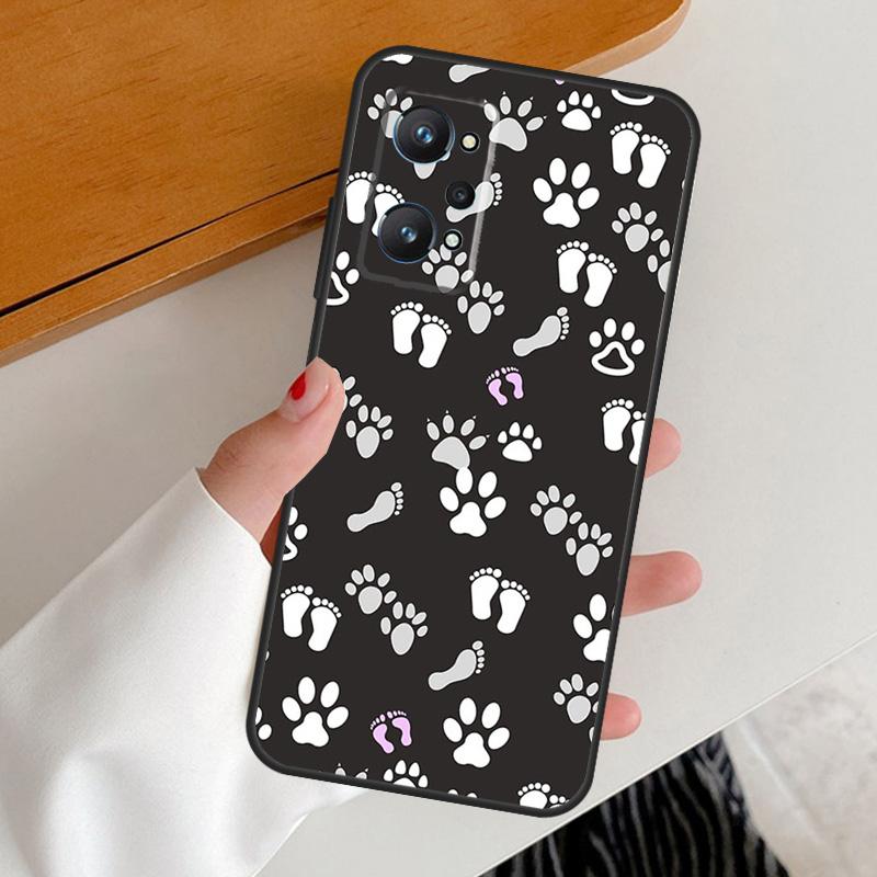 Dog foot print Paw Colorful Pattern For Realme 11 12 Pro Plus 10 9 GT5 GT Neo 6 C25s C21Y C30 C31 C33 C35 C51 C53 C55 C67 Case