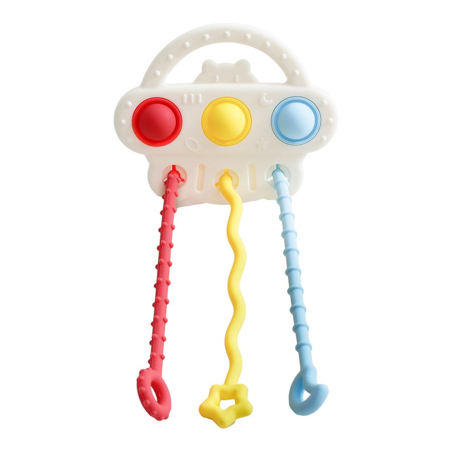 Baby Bpa Free Silicone Teether Toy Montessori Teething Training Infant Pull String Activity Toy For Toddlers Sensory Toys