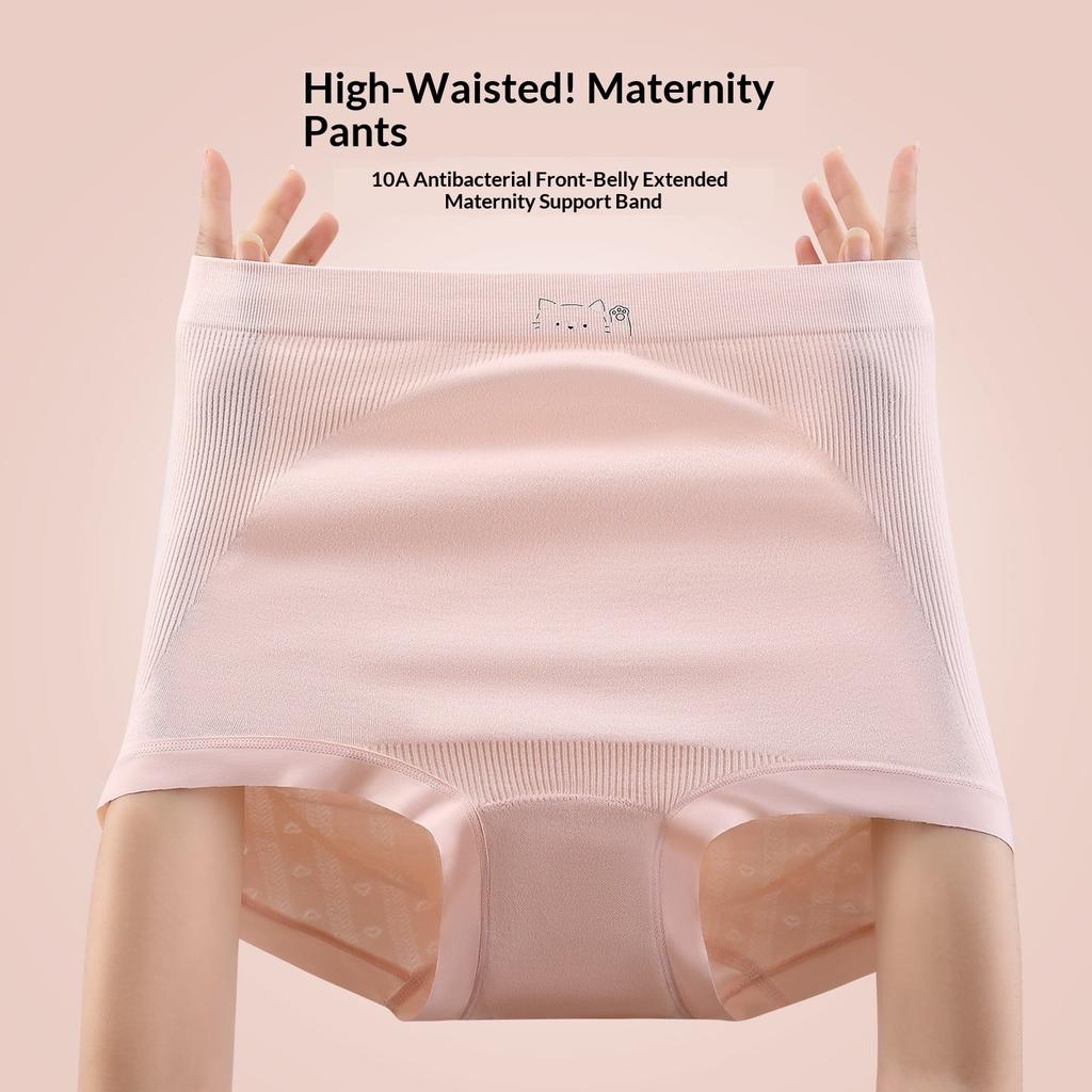 Large Size Women's Spring and Autumn 7A Antibacterial Breathable Crotch High Waist Belly Support Pregnant Underwear