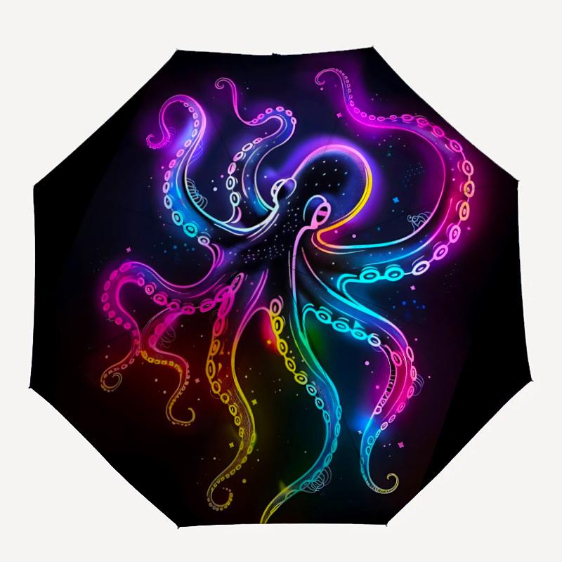 1 шт. Неоновый Осьминог Автоматический Открывающийся/Закрывающийся Зонт Компактный Складной Зонт, Всесезонный Портативный Зонт для Женщин/Мужчин F1124143