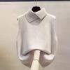 Gilet Lavorato a Maglia Monocolore Coreano Autunno Inverno con Scollo a V Senza Maniche Versatile Casual da Donna