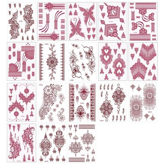Yousheng Temporary Tattoo Sticker, Flower Lace Lotus Pattern Fake Tattoos for Women Men, Waterproof DIY Face Arm Leg Body Art Decoration