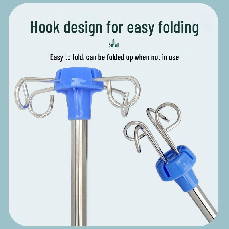 Premium Adjustable Four-Hook Infusion Stand with Wheels for Salons and Clinics