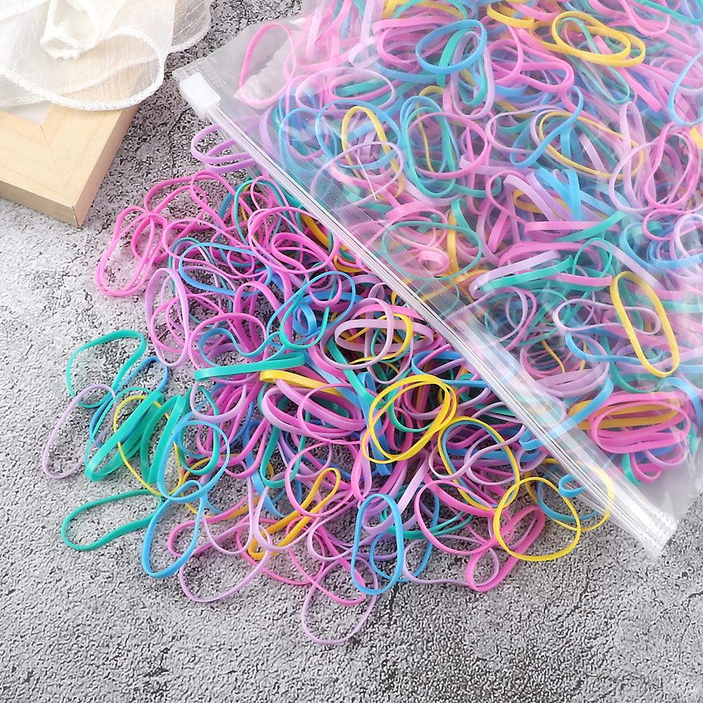 1000PCS/Set Girls Elastic Scrunchie Colorful Hair Bands for Kid Women Rubber Band Headband Ponytail Holder Hair Accessories Gift