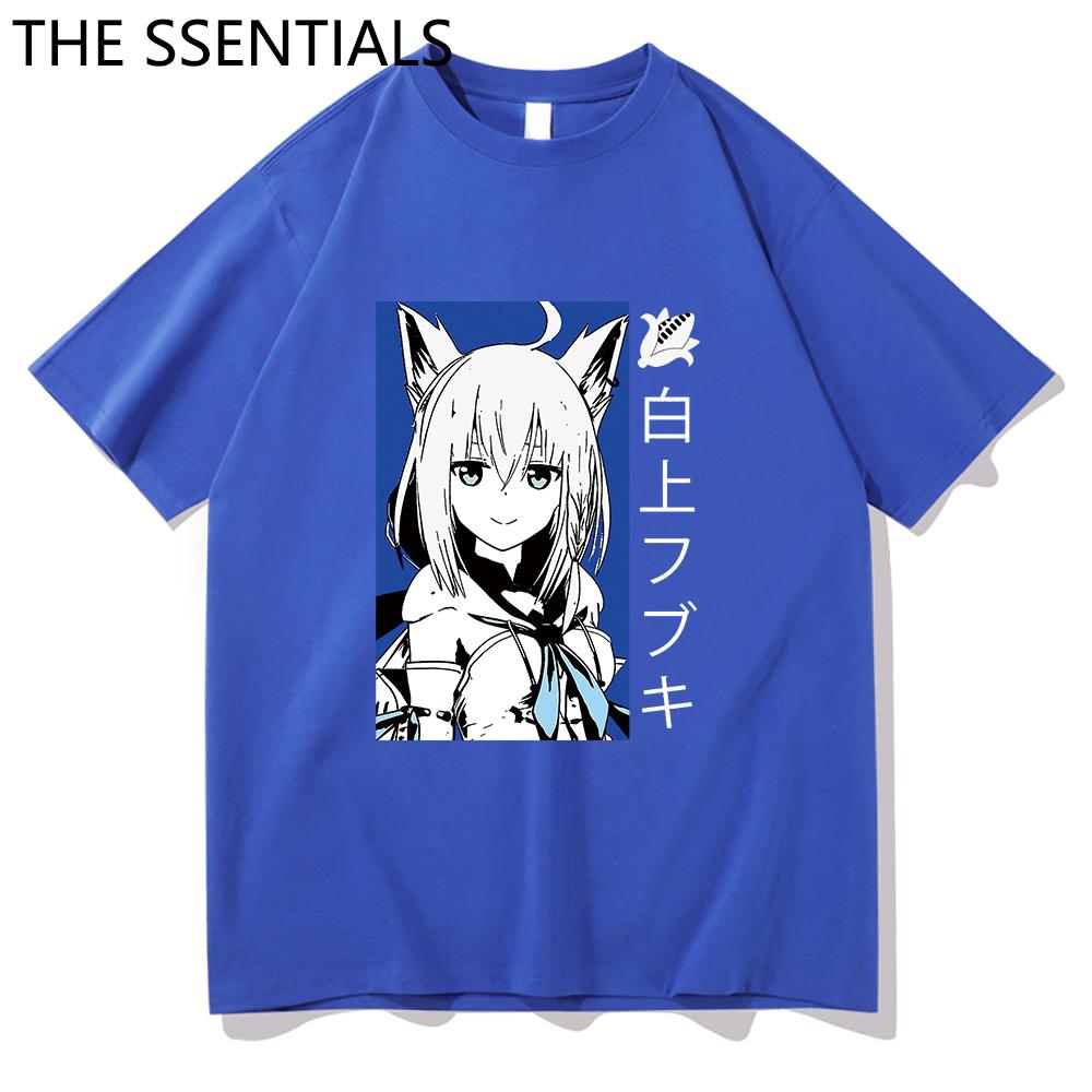 Hololive VTuber T-skjorte Unisex Harajuku tegneserie-grafikk-t-skjorter Unisex-tilfeldig bomullst-skjorte Herre Anime Kawaii Shirakami Fubuki T-skjorte