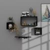 Wooden Floating Wall Shelf with 4 Shelves - MDF Wall Mounted Shelf for Living Room, - Display Rack for Books, Kitchen Wall Storage Unit (Black)