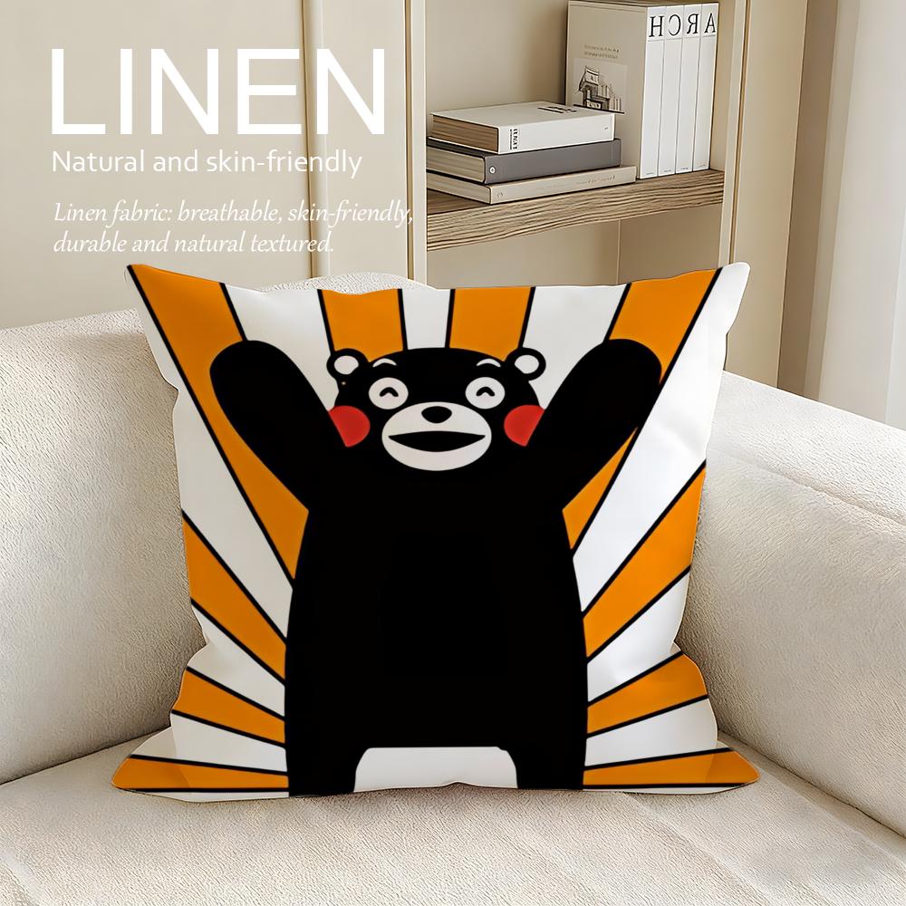 Süßer Kumamon Kissenbezug Leinen Dekorative Kissenhülle Set Stk x x x Atmungsaktiv Waschbar Sofakissenbezug