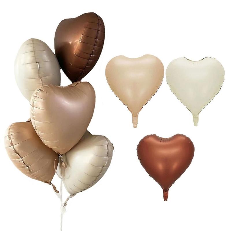 6Pcs Cream Color Number Balloon Set Beige Caramel Number 0-9 Balloon Foil Helium Ball Birthday Wedding Party Decoration
