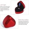 Heart LED Light Ring Box, Velvet Jewelry Display Gift Storage Case Wedding Engagement Proposal Anniversary Boxes