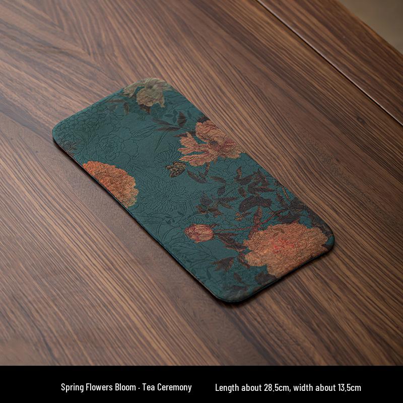 Xiangyunsha Chinese Zen Double-Sided Waterproof Tea Mat - Thickened Tablecloth for Dry Brew