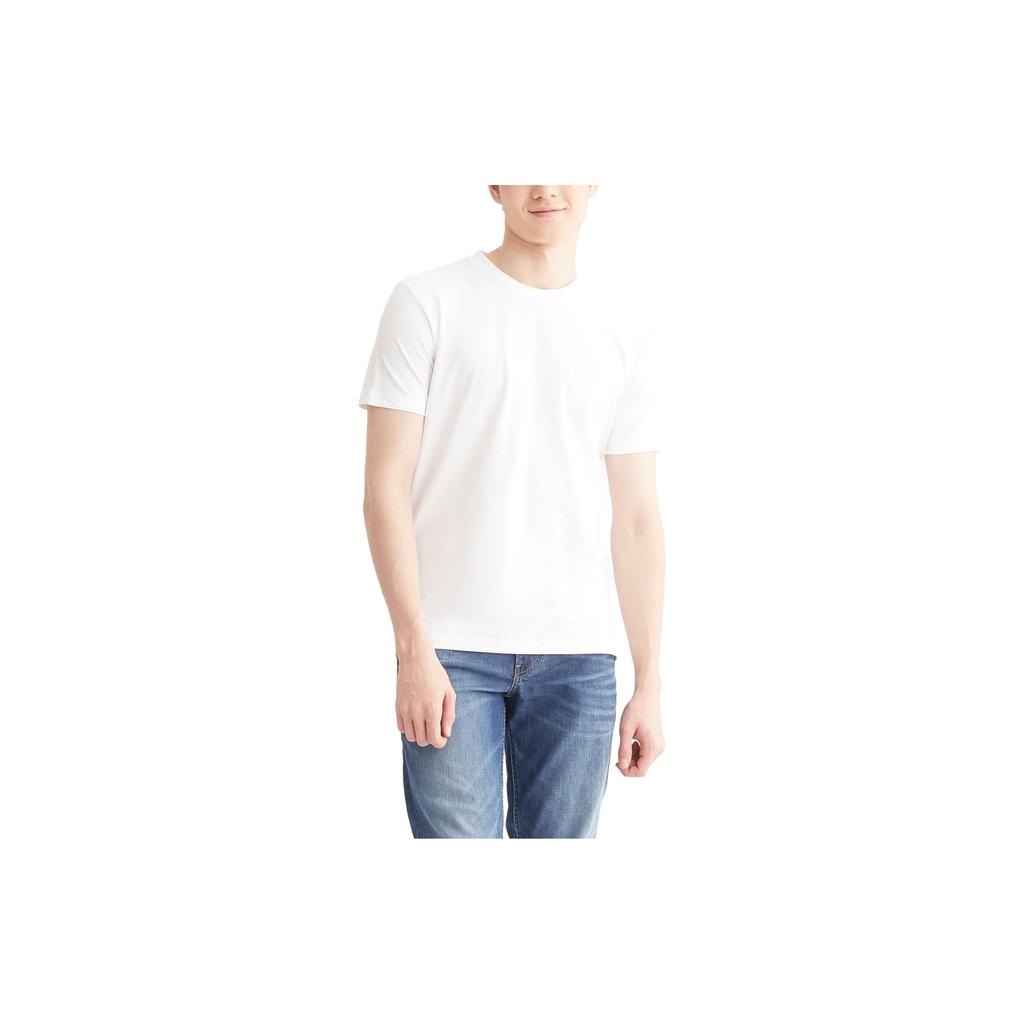 Calvin Klein Crew Neck Solid Color Straight Fit Pullover Short Sleeve T-Shirt Men Tops White J322758-YAF