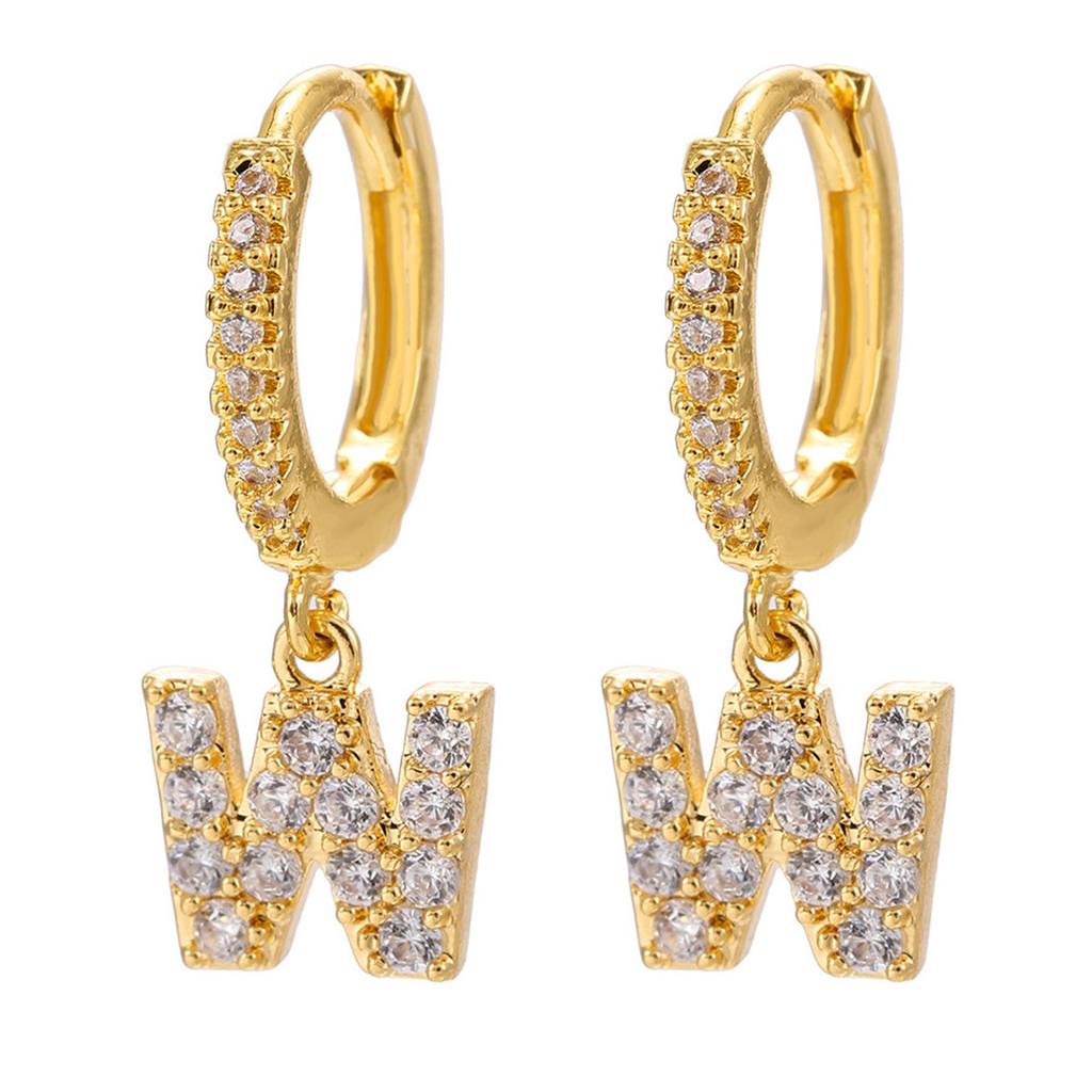 A Pair Of Zircon Earrings With Letters