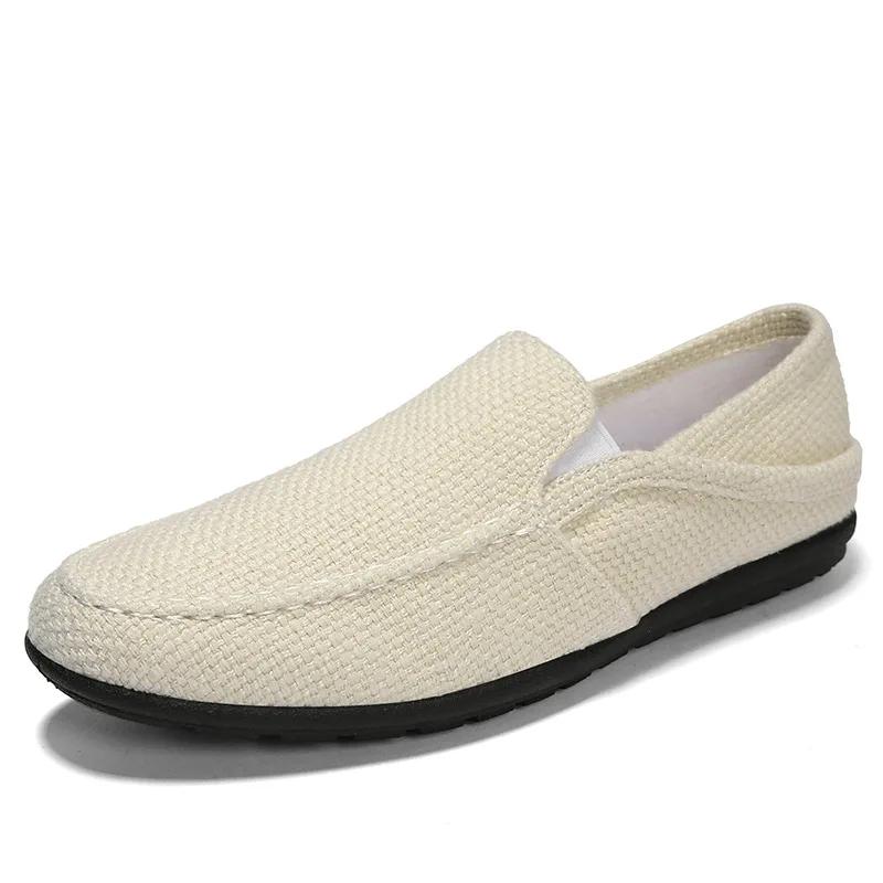 New Men Shoes Hemp Breathable Men Casual Shoes Driving  Men Soft Comfortable Loafers Brand Fashion Half Slippers Flats2025