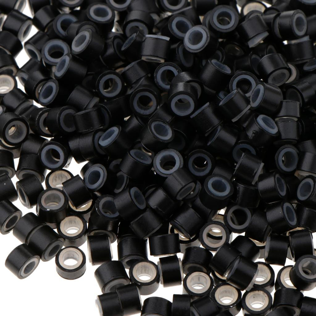 500PCS 3x3mm Silicone Micro Rings Beads Links for Hair Extensions