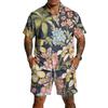 Men's Casual Print Matching Set - Lightweight Breathable Top and Drawstring Shorts 2-Piece Outfit for Summer