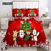 Merry Christmas Bedding Duvet Cover Set,Christmas Trees Snowman and House Pattern Printed Quilt Cover Set Soft Comforter Cover