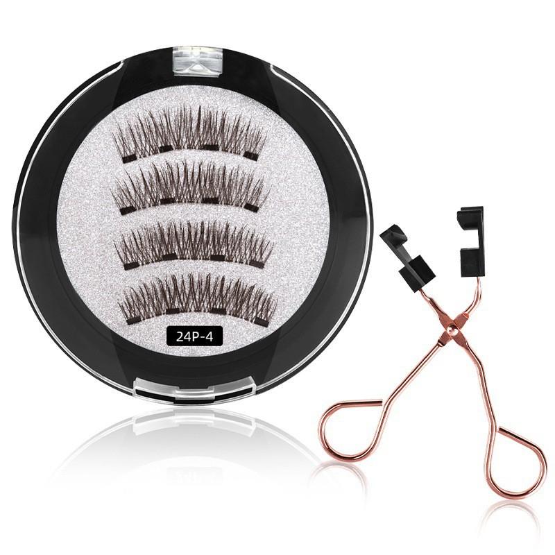 Magnetic False Eyelashes Set With Eyelash Curler Soft Natural Full Strip Reusable No Glue