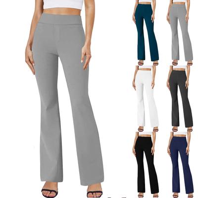 Damenhose Sommer Casual High Waist Flare Arbeitshose mit Taschen Freizeithose