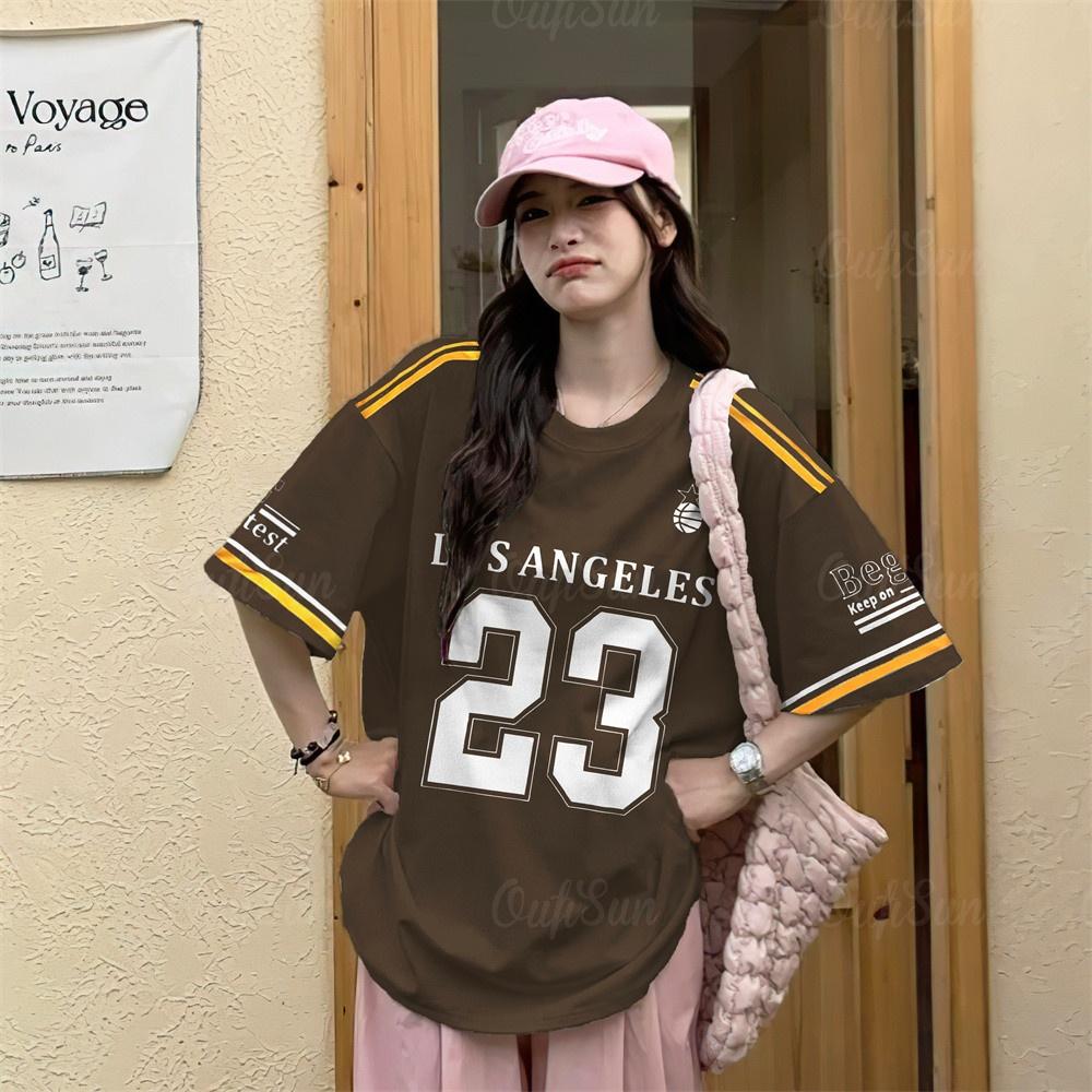 Women's Printed Summer Basic Short-Sleeve Crew Neck T-Shirt, Casual Retro Style, Plus Size Women's Sports Clothing