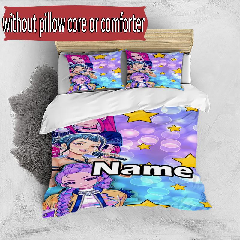 Set copripiumino 3 pezzi (1*Copripiumino + 2*Federe, Senza Nucleo), Set Biancheria da Letto Personalizzato con Nome KPop Cacciatori di Demoni, Decorazione Camera da Letto Casa Regalo