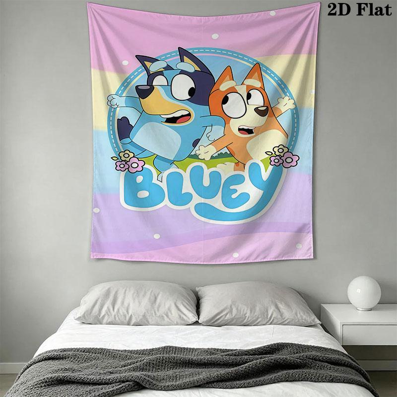 Bluey Animation Wall Hanging Printed Fabric Blanket Decorative Tapestries for Bedroom Living Room Home Decor