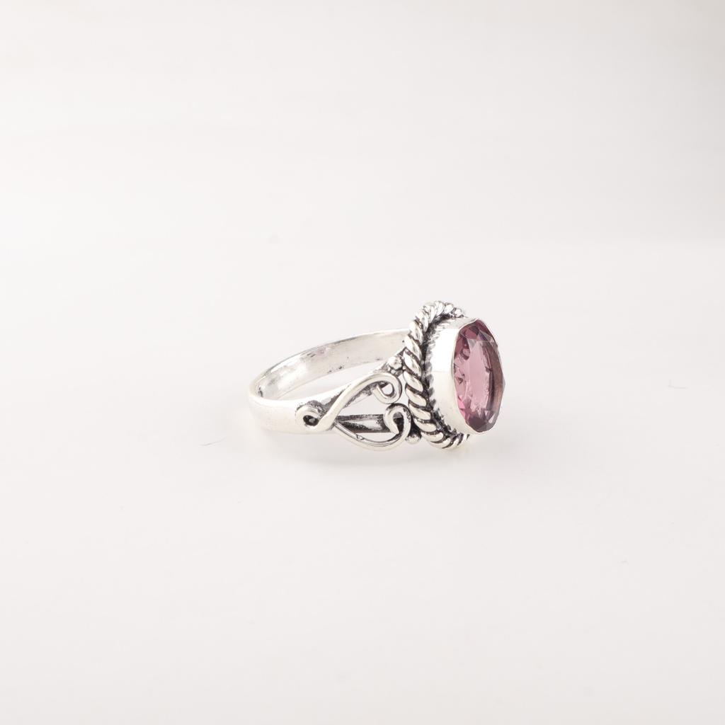 Natural Rhodolite Gemstone 925 Sterling Silver Jewelry Handcrafted Promise Ring RR-8-48
