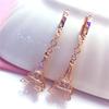 Pure Craftsmanship Hollow Iron Tower Earrings Small Fresh Women'S Color Gold Plated Rose Gold Ear Jewelry