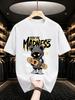 Unisexs Solid Color Pure Cotton Tshirt With Bear Print Casual Crew Neck Short Sleeve Hiphop Street Style Top