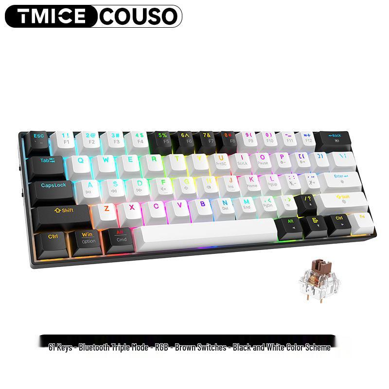 Custom Blue Switch Mechanical Keyboard - 68-Key Wired Office & Gaming with Side-Printed Keys
