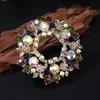 European and American Style Multi-Colored Floral Wreath Brooches, Fashionable Rhinestone Pins, Versatile and Elegant Suit Accessories