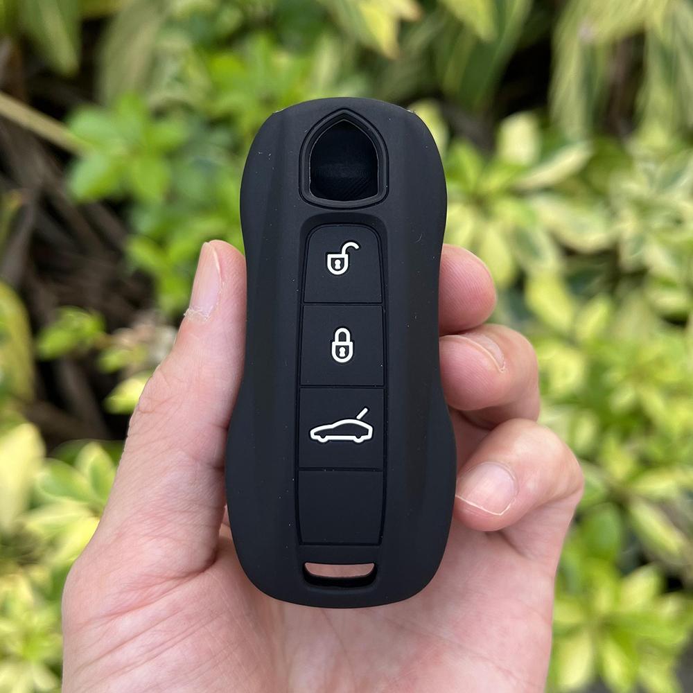 

Silicone Car Key Cover Case For Porsche car key set macan Cayenne Palamera 718 porta llaves pared casa Key Case For Keychain чёрный