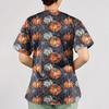 Women's Halloween Printed Loose V-Neck Pocket Short SleevUniform  Uniform