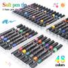 Dual Tip Dual Colors Glitter Marker 48 Colors Brush Soft Tip Art Marker Pen Waterproof for DIY Card Making
