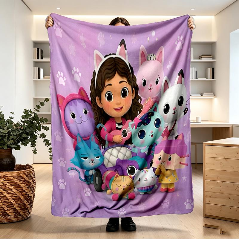 Gabby's Dollhouse Print Blanket - Soft & Comfortable, for Bedroom, Travel, Sofa, Home Decoration - Birthday Christmas Gift for Friend
