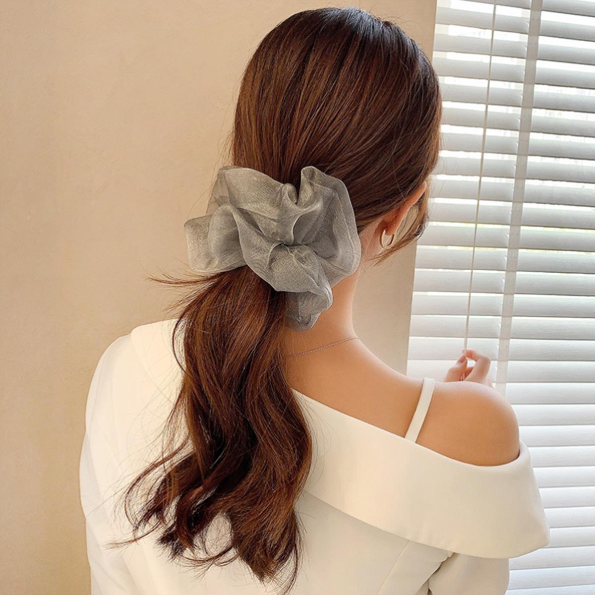 

Lystrfac Новая большая резинка-скранчи из органзы с принтом для женщин, девушек, эластичные резинки для волос, резинка для волос, держатель для хвостика, аксессуары для волос