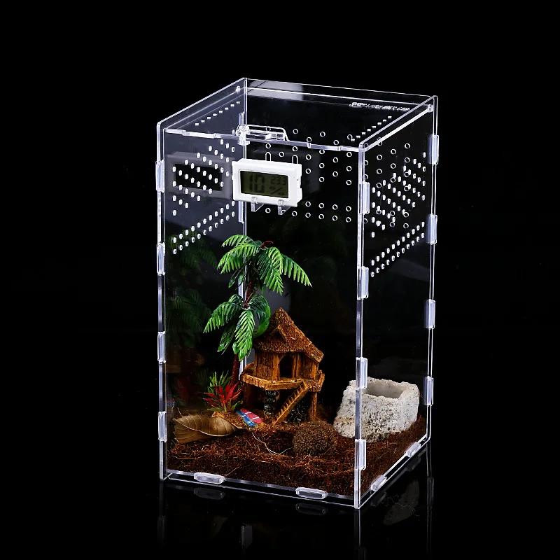 Acrylic Feeding Box Pet Climbing Feeding Box Arboreal Boxes 360 High Transparent Pet Climbing Supplies Spider, Lizard, Mantis