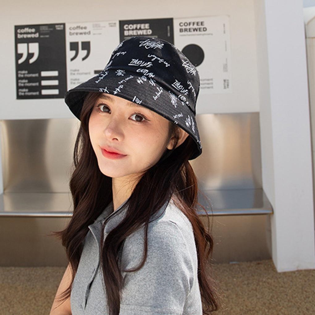 Double-sided initial bucket hat