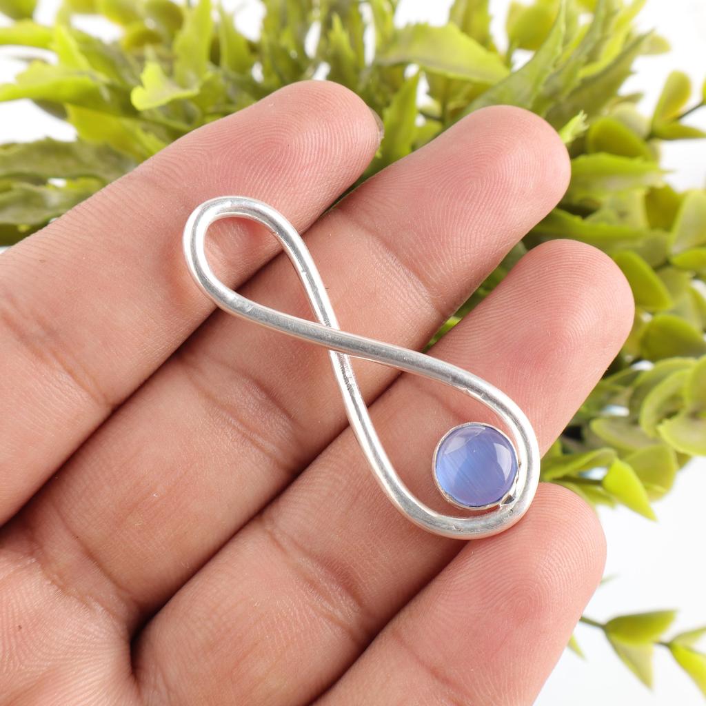 Wunderschöner dunkelblauer Katzenaugen-Edelsteinschmuck, 925er Sterlingsilberanhänger, handgefertigter Silberkettenanhänger, spirituelles Schmuckgeschenk für Oma