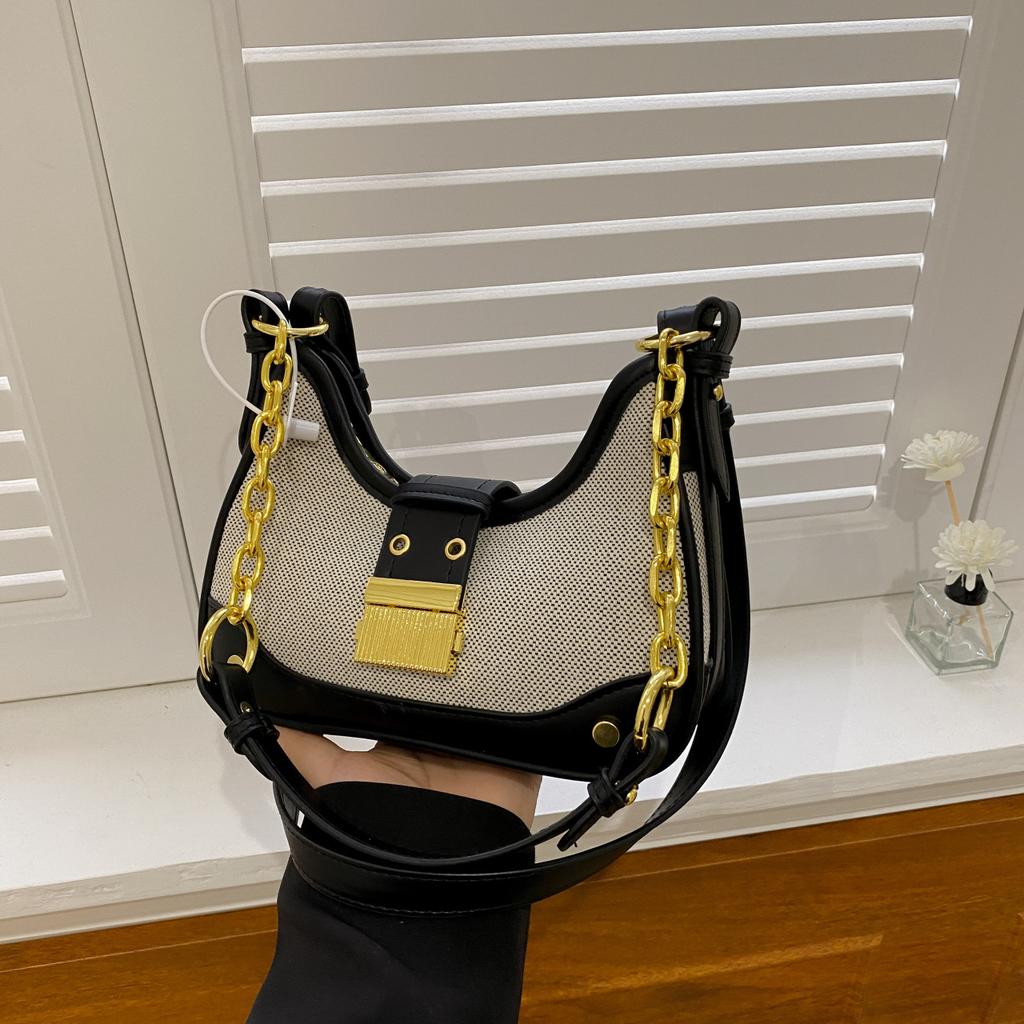 Versatile High-quality Texture Women's Crescent Bag Women's New Fashion Chain Shoulder Underarm Bag Work Commuter Messenger Bag