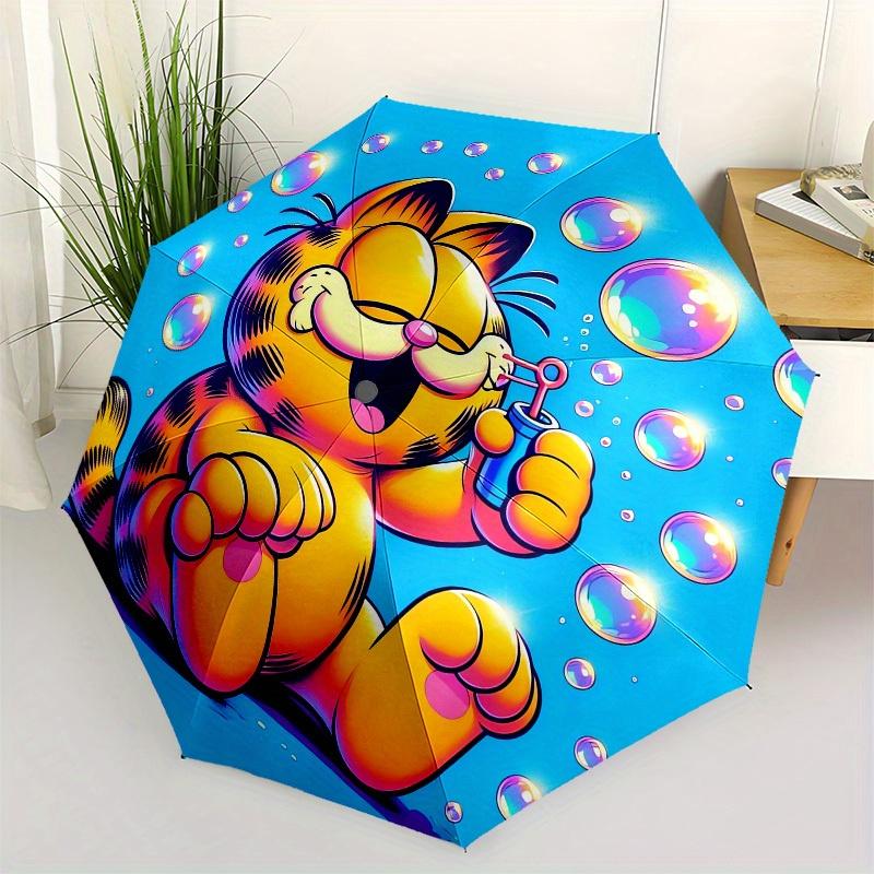 

1pc Garfield Blowing Bubbles Umbrella with Plastic Handle,Suitable for All Seasons Home Travel Outdoor UmbrellaM903