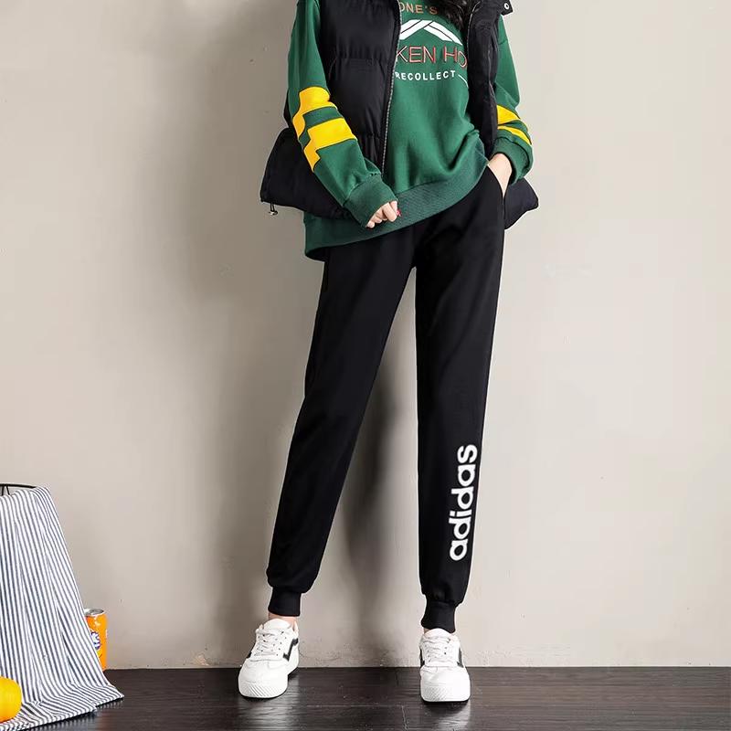 Adidas Neo Logo Print Mid-Rise Slim Fit Sports Pants Women Pants Black HI4653