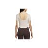Nike Einfarbiges Logo Geripptes Rundhals-Kurzarm-T-Shirt Damen Oberteile Beige FN3664-104
