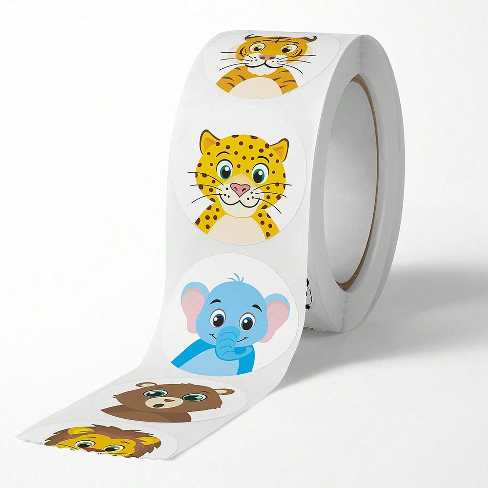 500pcs/Roll Mix Animal Sealing Stickers Cute Fox Rabbit Decals DIY Notebook Fridge Suitcase Reward Waterproof Label Sticker Toy